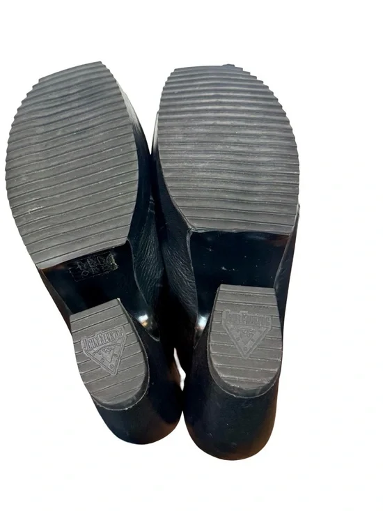 John Fluevog Spur Prepare Hi Leather Chunky Sculptural Curved Platform Sandals - Picture 13 of 15